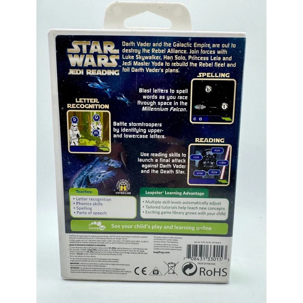 LeapFrog Leapster Star Wars Jedi Reading Game K-2nd Grade 5-8 yrs Cartridge Case